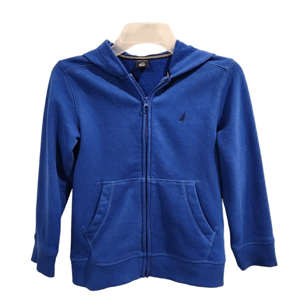Nautica Boys Full Zip Light Blue Hoodie Sweatshirt Jacket Toddler Boys Sz L 6